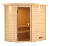 Woodfeeling Massivholz-Sauna Jella Eckeinstieg 38 mm 2
