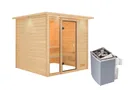 Woodfeeling Massivholz-Sauna Jutta Fronteinstieg 38 mm 2