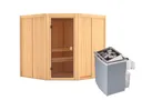 Woodfeeling Massivholz-Sauna Kotka Eckeinstieg 68 mm 2