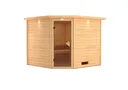 Woodfeeling Massivholz-Sauna Leona Eckeinstieg 38 mm 2