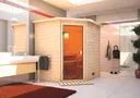 Woodfeeling Massivholz-Sauna Mia Eckeinstieg 38 mm 0