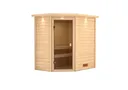 Woodfeeling Massivholz-Sauna Svea Eckeinstieg 38 mm 2