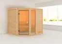 Woodfeeling Massivholz-Sauna Tabea Eckeinstieg 38 mm 1