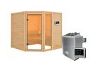 Woodfeeling Massivholz-Sauna Tabea Eckeinstieg 38 mm 2