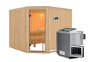 Woodfeeling Massivholz-Sauna Ystad Eckeinstieg 68 mm 2