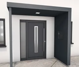 Gutta Vordach Haustür mit Seitenteil BS PLUS aluminium 0