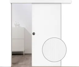 HORI Schiebetür CPL Eiche weiß strukturiert längs Röhrenspan Designkante 0