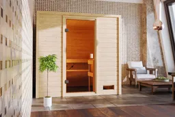 Woodfeeling Massivholz-Sauna Adelina Fronteinstieg 38 mm 0