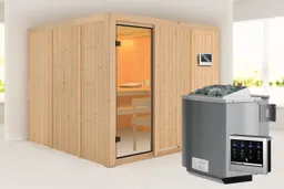 Woodfeeling Massivholz-Sauna Arvika Fronteinstieg 68 mm 0