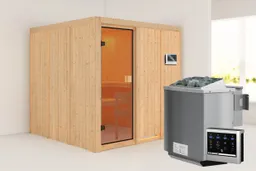 Woodfeeling Massivholz-Sauna Oulu Fronteinstieg 68 mm 0