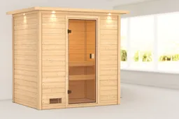 Woodfeeling Massivholz-Sauna Selena Fronteinstieg 38 mm 0