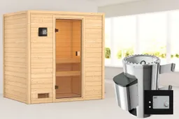 Woodfeeling Massivholz-Sauna Selena Fronteinstieg 38 mm 0