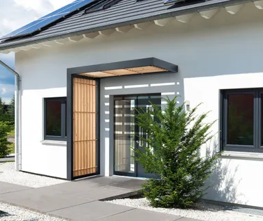 Gutta Vordach Haustür BS Timber mit Seitenteil DB 703 FS 0