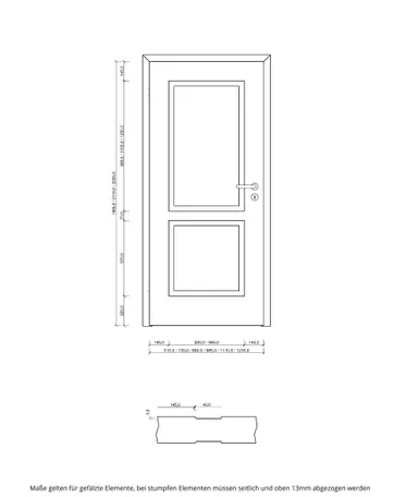 PRÜM Zimmertür ELEGANCE MODENA M2 Weißlack Exclusiv RAL 9010 Röhrenspan Eckkante 5