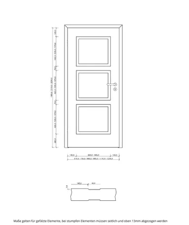 PRÜM Zimmertür ELEGANCE MODENA M3 Weißlack Exclusiv RAL 9016 Röhrenspan kleine Rundkante 5