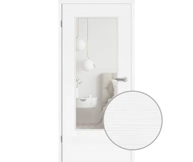 HORI Zimmertür CPL Eiche weiß strukturiert quer mit Lichtausschnitt Röhrenspan Designkante 0