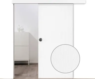 HORI Schiebetür CPL Eiche weiß strukturiert längs Röhrenspan Designkante 0