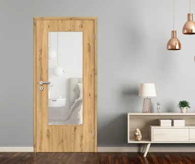 HORI Zimmertür CPL Eiche astig längs mit Lichtausschnitt Röhrenspan Designkante 3