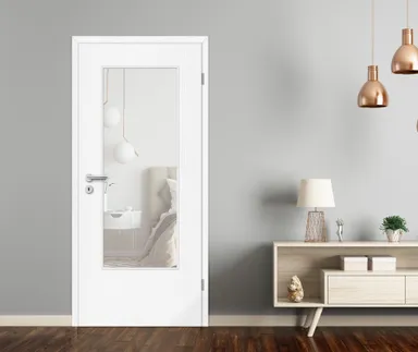 HORI Zimmertür CPL Eiche weiß strukturiert längs mit Lichtausschnitt Röhrenspan Designkante 4