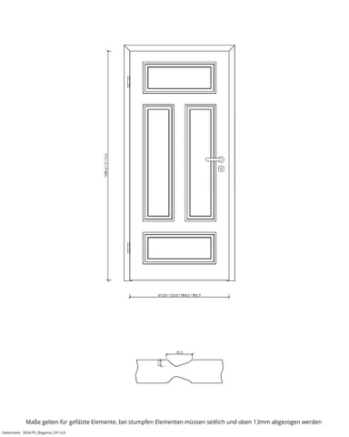 PRÜM Zimmertür CK1 Weißlack RAL9010 Röhrenspanplatten Karnieskante 3