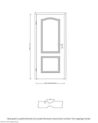 PRÜM Zimmertür Classic CK2 Weißlack RAL9010 Röhrenspanplatten Karnieskante 3