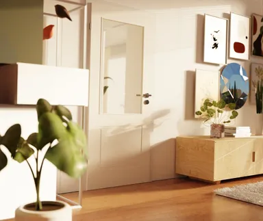 HORI Zimmertür Alicante 2 Weißlack RAL9010 mit Lichtausschnitt Röhrenspan Eckkante 4