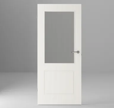 HORI Zimmertür Alicante 2 Weißlack RAL9010 mit Lichtausschnitt Röhrenspan Eckkante ohne Schlüssellochbohrung 1