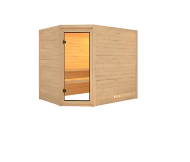 Karibu Massivholz-Sauna Tanami Eckeinstieg 40 mm 1