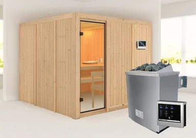 Woodfeeling Massivholz-Sauna Arvika Fronteinstieg 68 mm 1