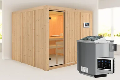 Woodfeeling Massivholz-Sauna Arvika Fronteinstieg 68 mm 0