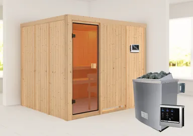 Woodfeeling Massivholz-Sauna Nybro Fronteinstieg 68 mm 1