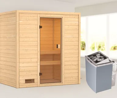 Woodfeeling Massivholz-Sauna Selena Fronteinstieg 38 mm 0