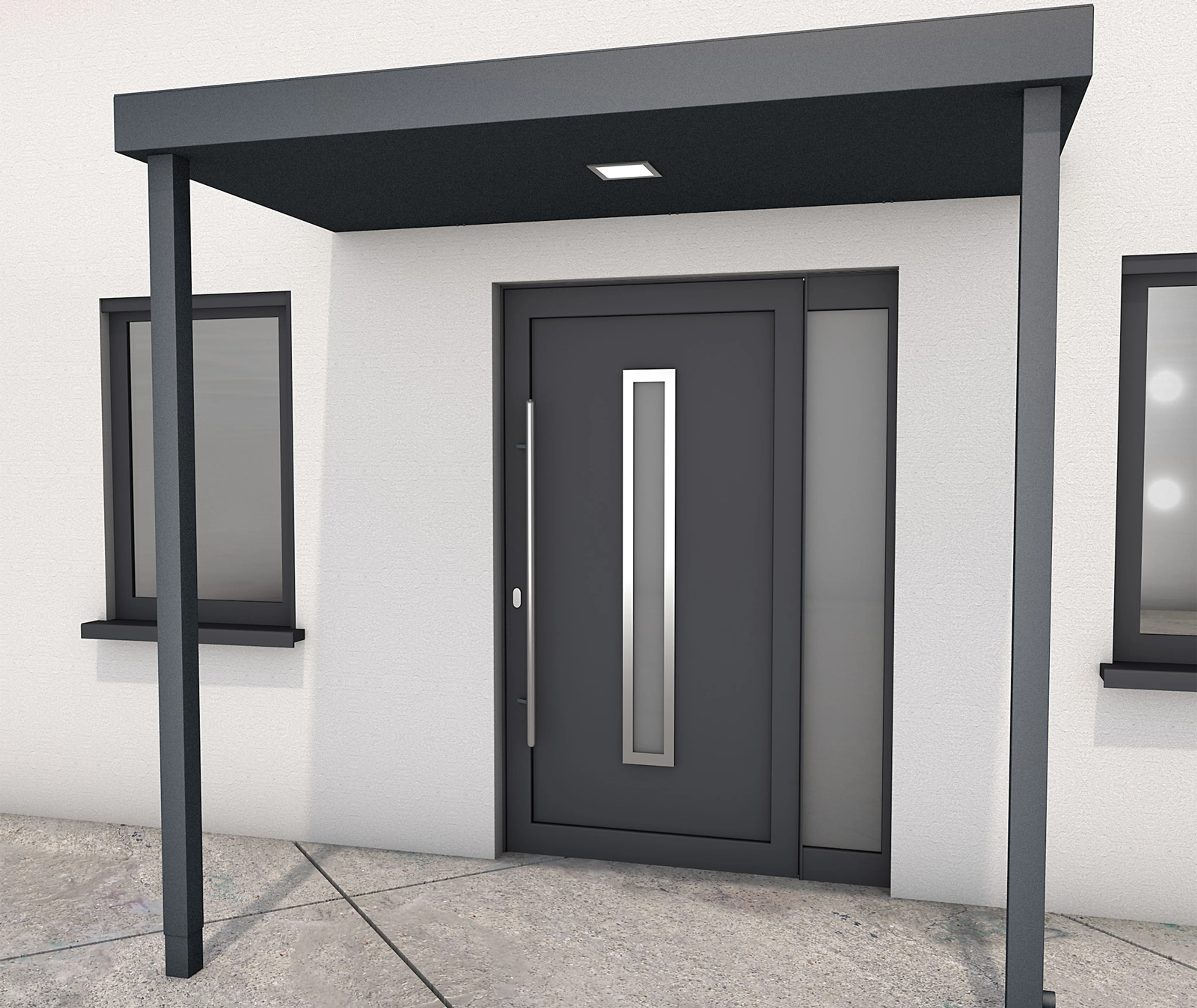 Gutta Vordach Mit Seitenteil - Schickes Türüberdachung Aus Lärchenholz & Sicherheitsglas 250x90 Cm