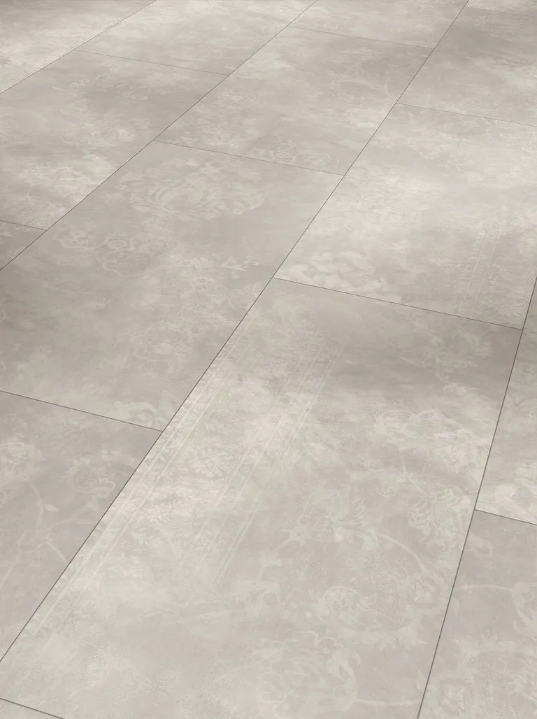 PARADOR PVC freier Klick-Designboden Modular ONE Beton Ornament hellgrau Steinstruktur Fliese 1