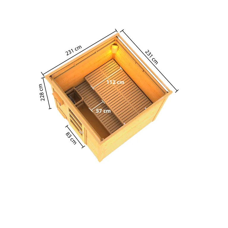 Karibu Sauna-Haus Pepe 4 Fronteinstieg 38 mm Türe modern 2