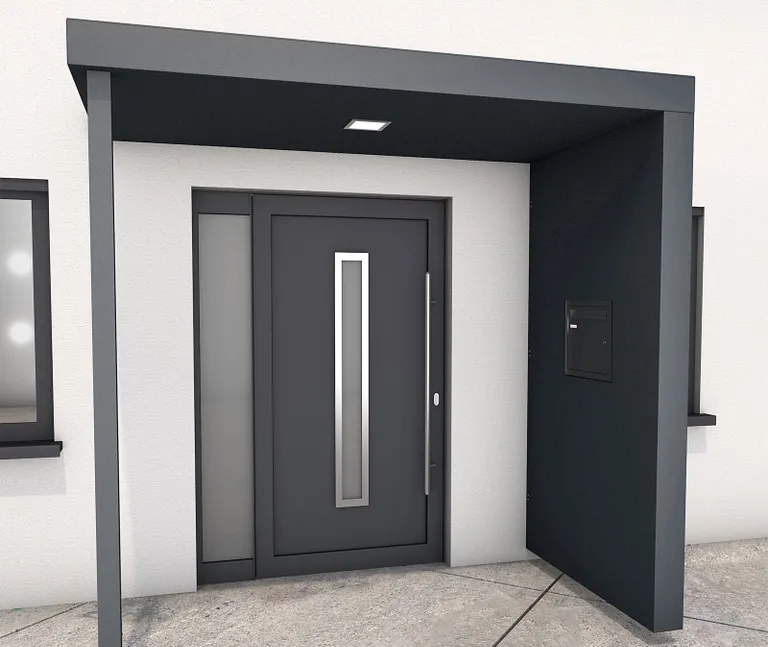 Gutta Vordach Haustür mit Seitenteil BS PLUS aluminium 0