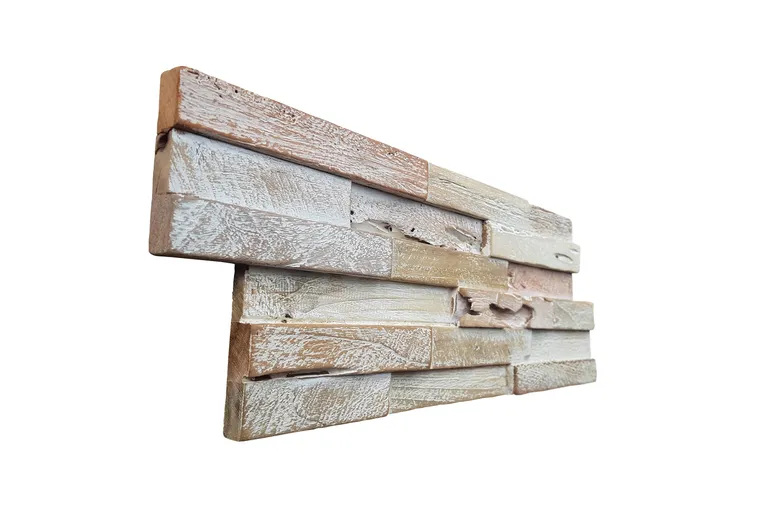 HORI Wandverkleidung 3D Holzwandverblender Recycle Wood white washed coral 2