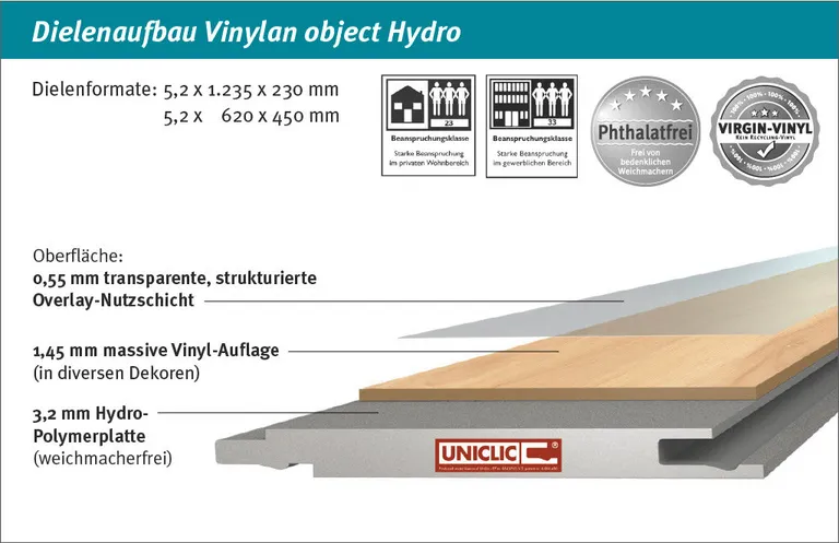 ZIRO Klick-Vinylboden Vinylan objekt Hydro Posadapinie Landhausdiele XL 3