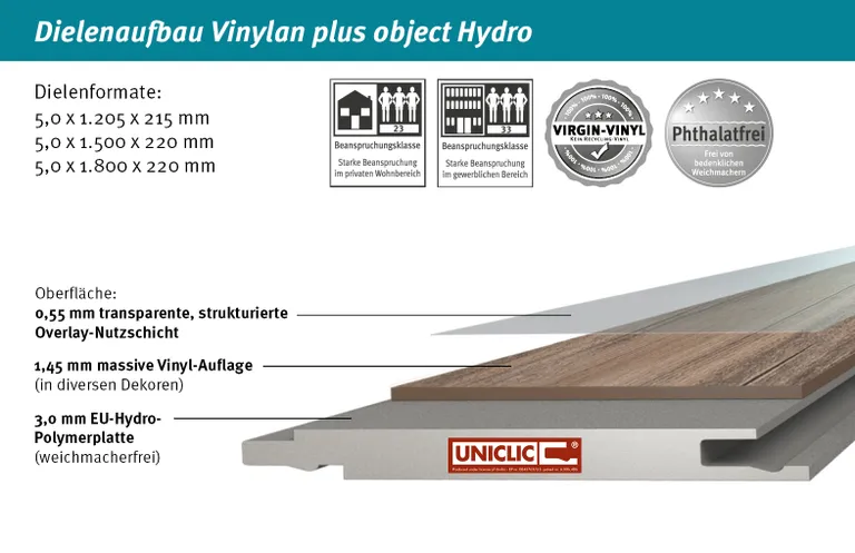 ZIRO Klick-Vinylboden Vinylan plus Object Hydro Eiche Harstad Landhausdiele 1