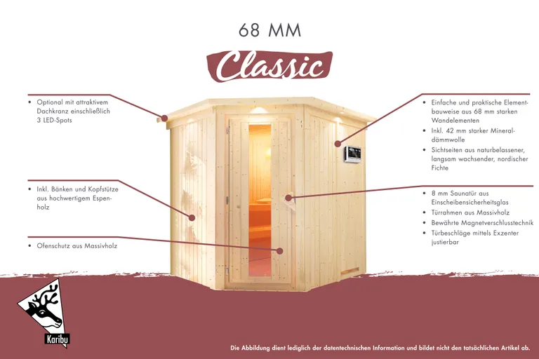 Karibu System-Sauna Siirin Eckeinstieg 68 mm 3