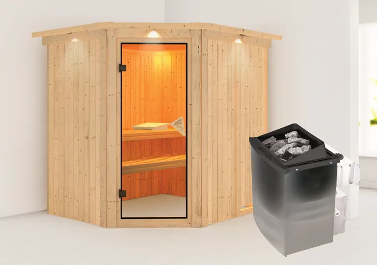 Karibu System-Sauna Siirin Eckeinstieg 68 mm 1