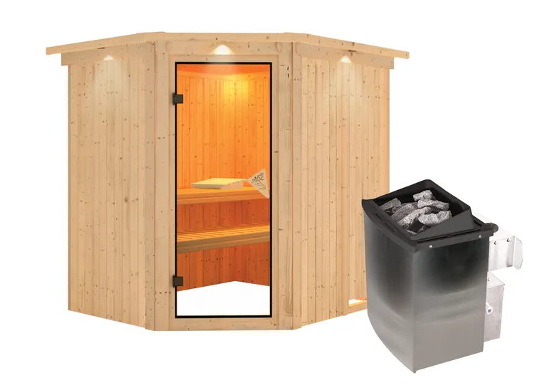 Karibu System-Sauna Siirin Eckeinstieg 68 mm 4