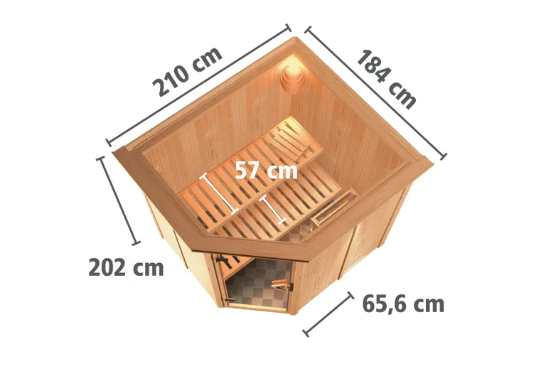 Karibu System-Sauna Siirin Eckeinstieg 68 mm 3