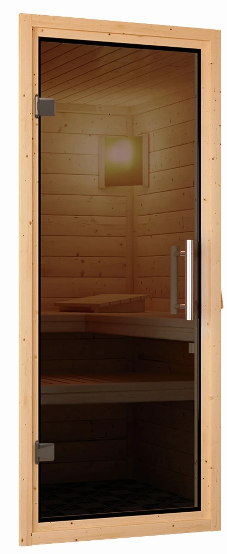 Karibu Massivholz-Sauna Svea Eckeinstieg 38 mm 5