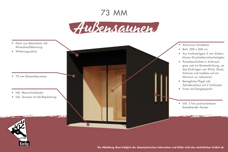 Karibu Sauna-Haus Miramar Fronteinstieg 73 mm 4