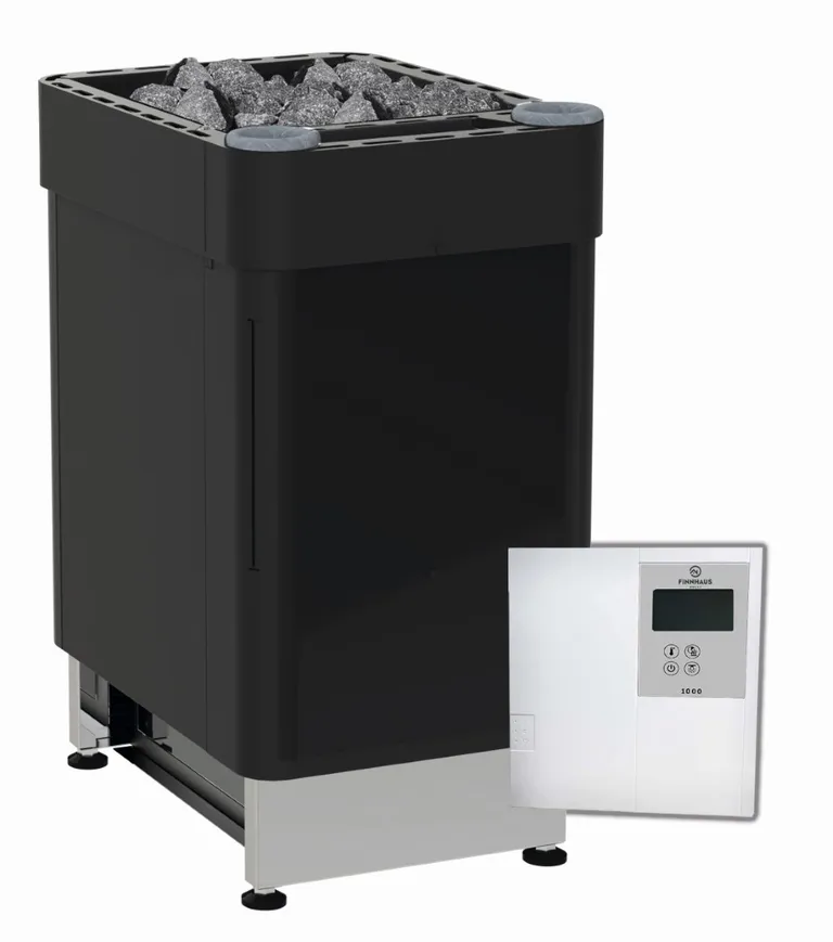 Wolff Finnhaus Saunaofen Elektrisch 9 kW Bio Schwarz mit externer Steuerung 1B 1