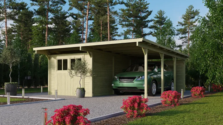 Karibu Doppelcarport Eco inkl. Abstellraum 1