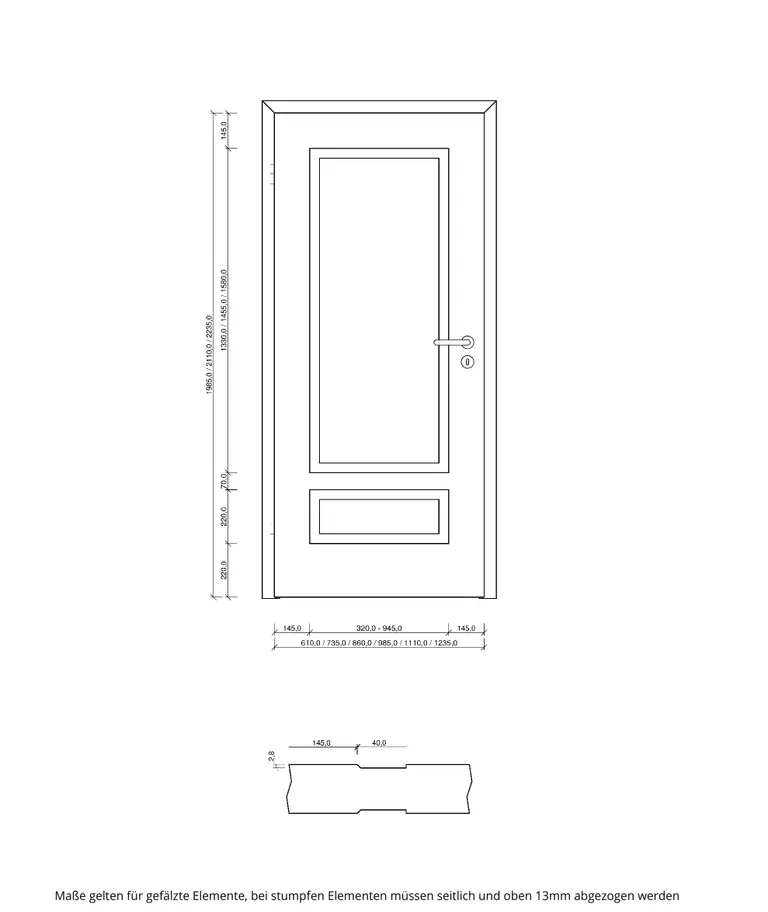 PRÜM Zimmertür ELEGANCE MODENA M2/1 Weißlack Exclusiv RAL 9016 Röhrenspan kleine Rundkante 5