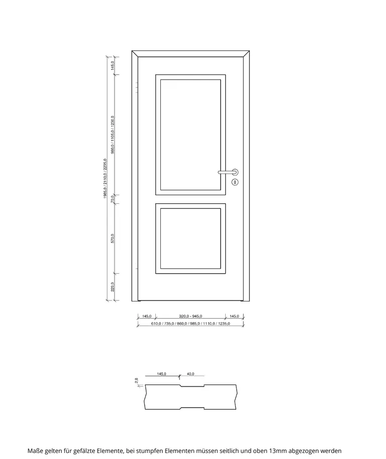 PRÜM Zimmertür ELEGANCE MODENA M2 Weißlack Exclusiv RAL 9016 Röhrenspan kleine Rundkante 5