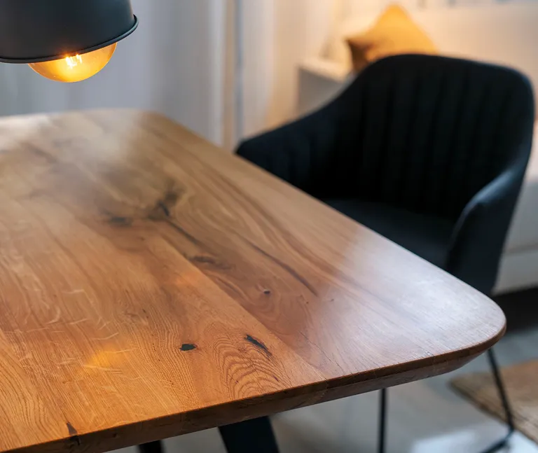 D-SYN mySquare Esstisch Massivholz Eiche Schweizer kante Komplettset 4